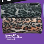 Leopard Print Round Pencil Bag-Each