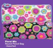 Floral Mix Round Pencil Bag-Each