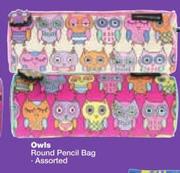 Owls Round Pencil Bag-Each