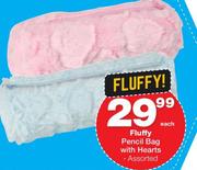 Fluffy Pencil Bag With Hearts-Each