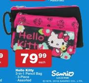 Hello Kiity 3-In-1 3 Piece Pencil Bag-Each