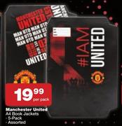 Manchester United A4 Book Jackets 5 Pack-Per Pack