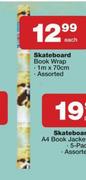 Skateboard Book Wrap 1m x 70cm Assorted-Each