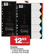 Croxley A4 File Dividers 5 Pack PVC-Per Pack