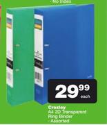 Croxley A4 2D Transparent Ring Binder-Each