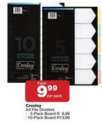 Croxley A4 File Dividers 5-Pack Board-Per Pack