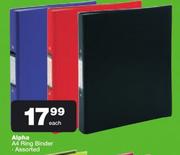 Alpha A4 Ring Binder-Each