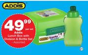Addis Lunch Box With Division & Bottle Set Assorted-Per Set