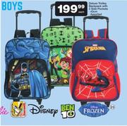 43cm Boys Deluxe Trolley Backpack With 2 Side Pockets-Each