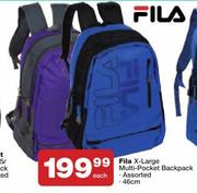 Fila X-Large Multi Pocket 46cm Backpack Assorted-Each