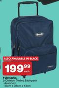 Full Marks 2 Division Trolley Backpack Assorted 43cm x 33cm x 13cm-Each