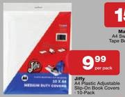 Jiffy A4 10 Pack Plastic Adjustable Slip-On Book Covers-Per Pack