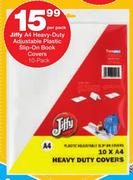 Jiffy A4 10 Pack Heavy-Duty Adjustable Plastic Slip-On Book Covers-Per Pack