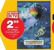A4 College 72 Page Exercise Book FM