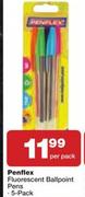 Penflex Fluorescent Ball Point Pens 5's Pack-Per Pack