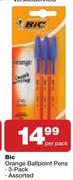 Bic Orange Ballpoint Pens 3's Pack