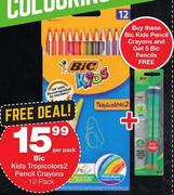 BIC Kids Tropicolors 2 Pencil Crayons 12's Pack-Per Pack