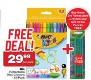 BIC Retractable Wax Crayons 12's Pack-Per Pack