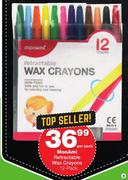 MonAmi Retractable Wax Crayons 12 Pack