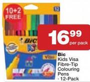 BIC Kids Visa Fibre-Tip Colouring Pens 12 Pack