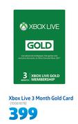 Xbox Live 3 Month Gold Card