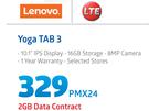 Lenovo Yoga Tab 3 LTE-On 2GB Data Contract