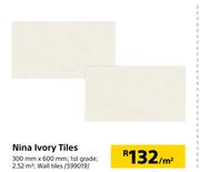 Nina Ivory Tiles-300mm x 600mm Per Sqm