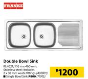 Franke Double Bowl Sink PLN621-1.16m x 460mm