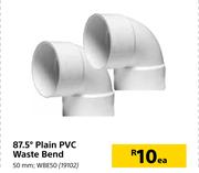 87.5 Degree Plain PVC Waste Bend 50mm WBE50-Each