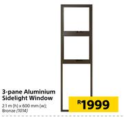 3 Panel Aluminium Sidelight Window-2.1m (h) x 600mm (w)