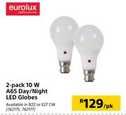 Eurolux 2 Pack 10W A65 Day/Night LED Globes-Per Pack