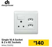 Designhouse Single 16A Socket & 2 x IEC Sockets