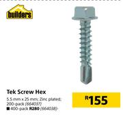Builders Tek Screw Hex 5.5mm x 25mm-400's Pack