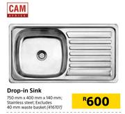 Cam Drop In Sink-750mm x 400mm x 140mm