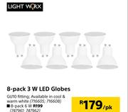 Lightworx 8 Pack 3W LED Globes-Per Pack