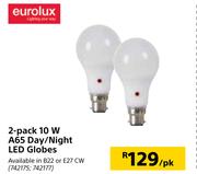Eurolux 2 Pack 10W A65 Day/Night LED Globes-Per Pack