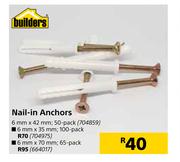 Builders Nail In Anchors 6mm x 35mm