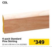 Col 4 Pack Standard Pine Skirting-22mm x 69mm x 3m