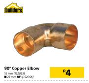 Builders 90 Degree Copper Elbow 22mm