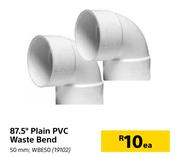 87.5 Degree Plain PVC Waste Bend 50mm WBE50-Each