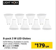 Lightworx 8 Pack 3W LED Globes-Per Pack