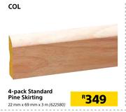 Col 4 Pack Standard Pine Skirting-22mm x 69mm x 3m