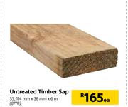 Untreated Timber Sap S5-114mm x 38mm x 6m Each