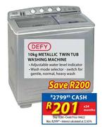 Defy 10kg Metallic Twin Tub Washing Machine
