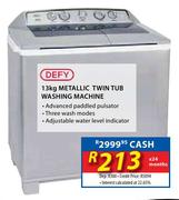 Defy 13kg Metallic Twin Tub Washing Machine