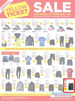 Sportsmans Warehouse : Annual Yellow Ticket Sale (30 Dec 2017 - 11 Jan 2018), page 1