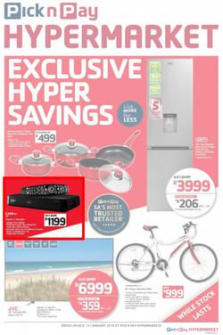 Pick n Pay Hyper : Exclusive Hyper Savings (9 Jan - 21 Jan 2018), page 1