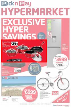 Pick n Pay Hyper : Exclusive Hyper Savings (9 Jan - 21 Jan 2018), page 1