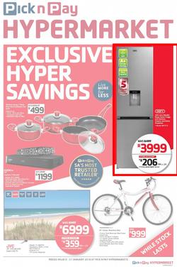Pick n Pay Hyper : Exclusive Hyper Savings (9 Jan - 21 Jan 2018), page 1