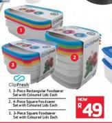 Clip Fresh 3-Piece Rectangular Foodsaver Set With Coloured Lids-Each